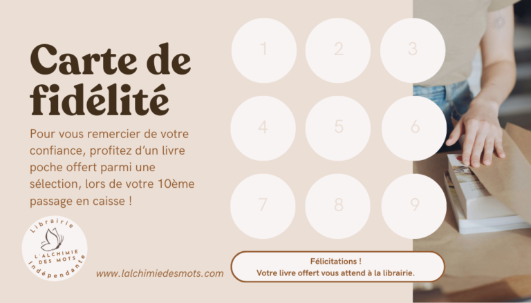 Carte de fidélité 10 points = 1 livre poche offert